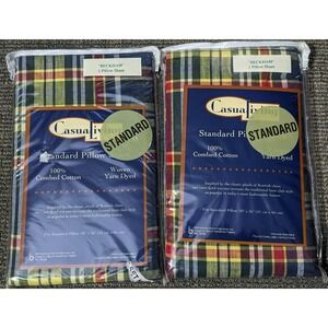 New Plaid Beckham Pillow Sham Standard Combed Cotton Shams 2 Casual Living